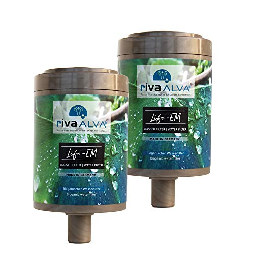 rivaALVA Life-EM Trink-Wasserfilter 2er Set Ersatz-Filter, Blockaktivkohle mit EM Keramik, reduziert Schadstoffe wie Chlor, Mikroplastik, Schwermetalle von rivaALVA