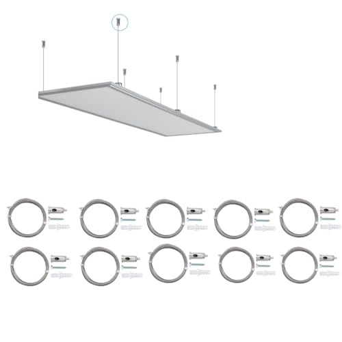 rivestiiltuogarage 10 Stück Montagesatz LED-Panels verstellbares Aufhängungskabel aus Edelstahl Draht für Pendelleuchte für LED-Panel Hängelampen von rivestiiltuogarage