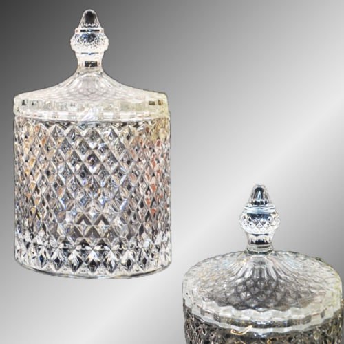 Riya Mini Glas Bonboniere Glasschale Kristallschale mit Deckel Bonbonglas Zucker dose Schale Neu von Riya