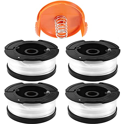 4 Stücke A6481 A6485 Fadenspule für Black Decker Rasentrimmer, Ersatzfadenspulen Ersatzspule Rasentrimmer mit 1 Kappe Feder für STC1820CM STC1820PC STC1820EPC STC1840EPC ST5530 ST1823 (4 + 1pcs) von rngcpto