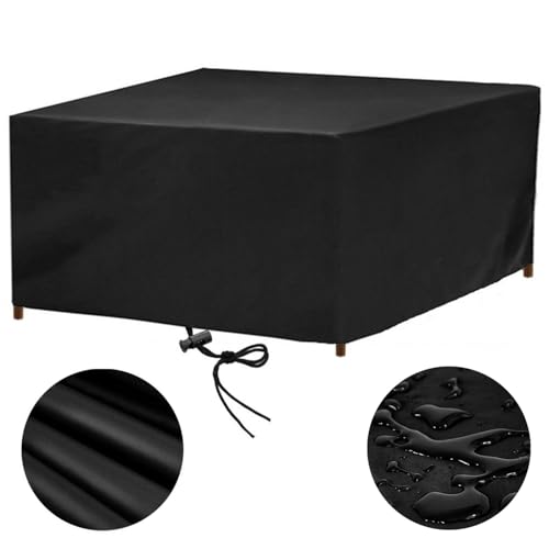 Abdeckung Gartenmöbel Winterfest 130x80 Multi Größe Gartenmöbel Abdeckung Wasserdicht 130x80x86cm Schutzhülle Abdeckplane Gartenmöbel Gartentisch Abdeckung für Möbelsets, Anti-UV Schwarz von rngcpto