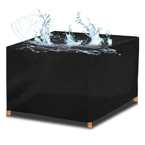 Abdeckung Gartenmöbel Winterfest 86x86 Gartenmöbel Abdeckung Wasserdicht Multi Größe Abdeckplane Gartenmöbel Gartentisch Abdeckung Schutzhülle Gartenmöbel Abdeckhaube für Möbelsets, Schwarz 86x86x36cm von rngcpto
