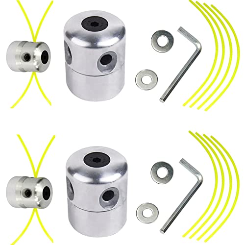 Aluminium Fadenkopf Alu Mähkopf Fadenspule für Benzin Rasentrimmer Motorsense Freischneider mit 4 Faden, Doppelfadenkopf Fadenkopf Mähkopf Mähfaden Trimmerfaden für M8 M10 (2 Set) von rngcpto