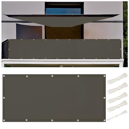 Balkon Sichtschutz 70x200cm Balkonabdeckung Wetterfest, Sonnensegel 0.7x2M Wasserdicht Rechteckig Sonnensegel Balkon Ohne Bohren Segeltuch mit Ösen und Kordel für Garten Terrasse, Dunkelgrau Balkon Sichtschutz 70x200cm Balkonabdeckung Wetterfest, Sonnensegel 0.7x2M Wasserdicht Rechteckig Sonnensegel Balkon Ohne Bohren Segeltuch mit Ösen und Kordel für Garten Terrasse, Dunkelgrau von rngcpto