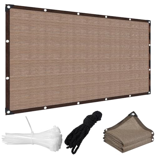 Garten Schattierungsnetz Schattiernetz 6x12m - Multi Größe Schattennetz mit Ösen - 90% Shading Rate Sonnenschutz Netz für Gewächshaus Terrasse Pflanze Scheune Außen Hof Dach Kühlung -Kaffee von rngcpto