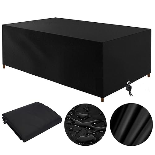 rngcpto Gartenmöbel Abdeckung Wasserdicht 155x115, Abdeckung Gartenmöbel Winterfest 155x115x65cm Abdeckplane Gartenmöbel Schutzhülle Gartentisch Abdeckung für Möbelsets Tische und Stühle (Schwarz) von rngcpto