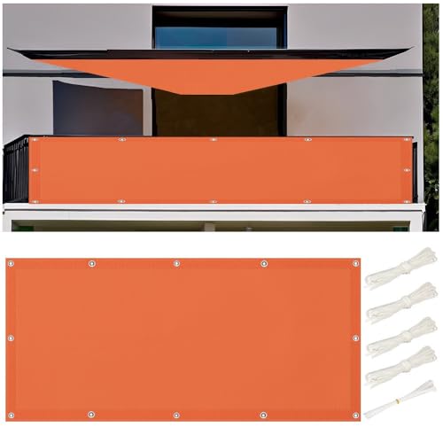 Sonnensegel 2.8x2.8, Sonnensegel 2.8x2.8m Wasserdicht Sonnenschutz und Wetterschutz Markise, UV-Schutz Segeltuch Rechteckig Balkon Ohne Bohren mit Ösen und Kordel für Garten und Terrasse, Orange von rngcpto