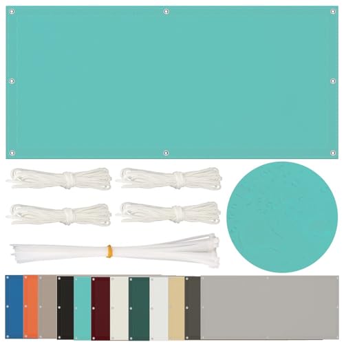 Sonnensegel Wasserdicht 1x2.2M Rechteckig Mit Ösen - Balkon Segeltuch für Terrasse Garten UV Schutz, Schwer, Himmelblau von rngcpto