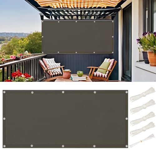 Sonnensegel Wasserdicht 3.2x3.8m Rechteckig mit Ösen Multi Farbe und Größe Sonnensegel 3.2x3.8 Segeltuch Balkon Ohne Bohren Sonnenschutz Markise für Balkon Terrasse Garten, UV Schutz Dunkelgrau von rngcpto