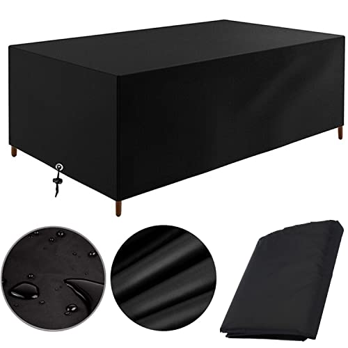 rngcpto Schutzhülle Gartentisch Abdeckung für Gartenmöbel 170x94x70cm, Multi-Größe Wasserdicht Abdeckhaube Abdeckplane für Gartenmöbel Rechteckige Sitzgarnituren - Schwarz (170x94x70cm) von rngcpto