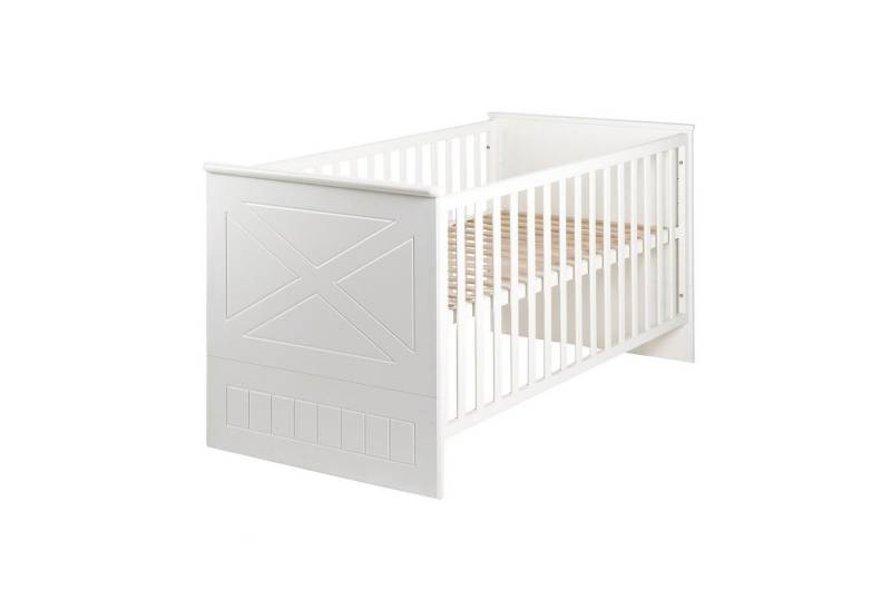 roba® Babybett Constantin, Gitterbett weiß - Höhenverstellbar - Umbaubar zum Juniorbett von roba®