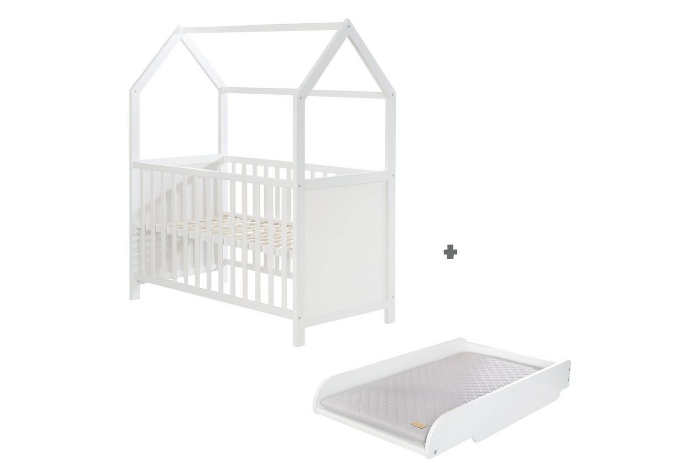 roba® Babybett Hausbett, höhenverstellbar inkl. Wickelplatte von roba®