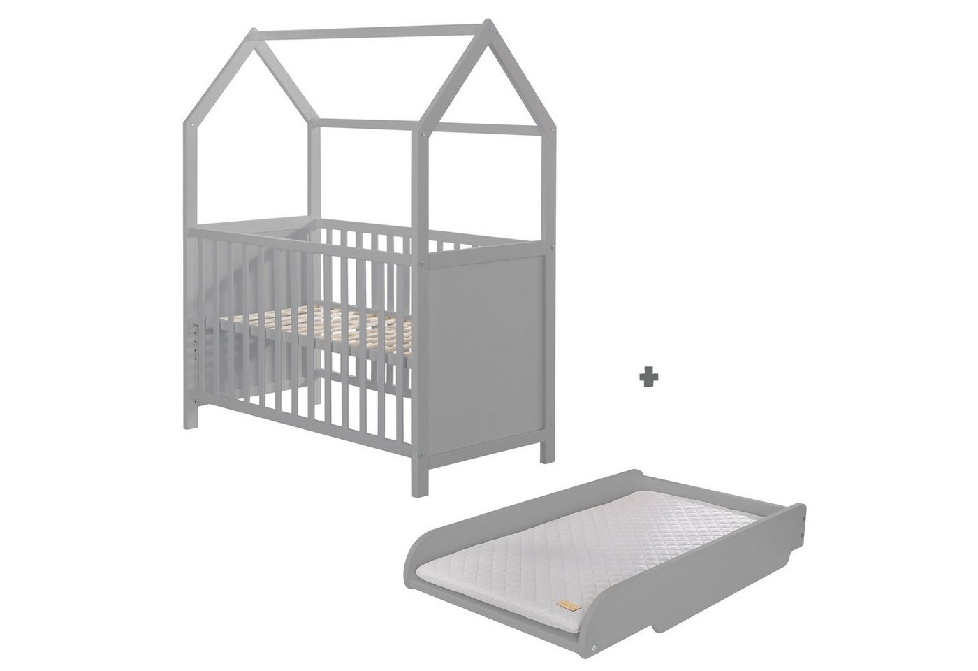 roba® Babybett Hausbett, höhenverstellbar inkl. Wickelplatte von roba®