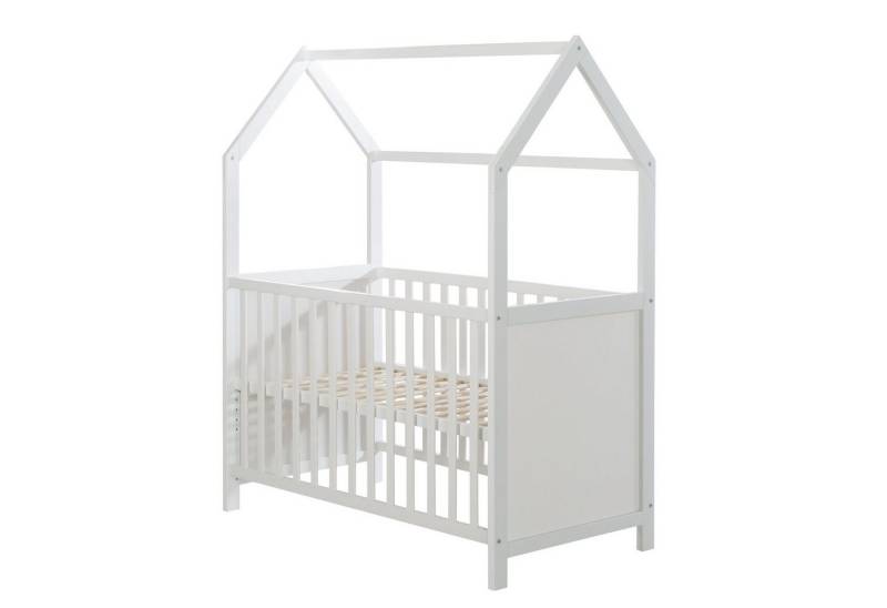 roba® Babybett Hausbett, Babybett & Beistellbett, Hausoptik, 6-fach höhenverstellbar, umbaubar von roba®