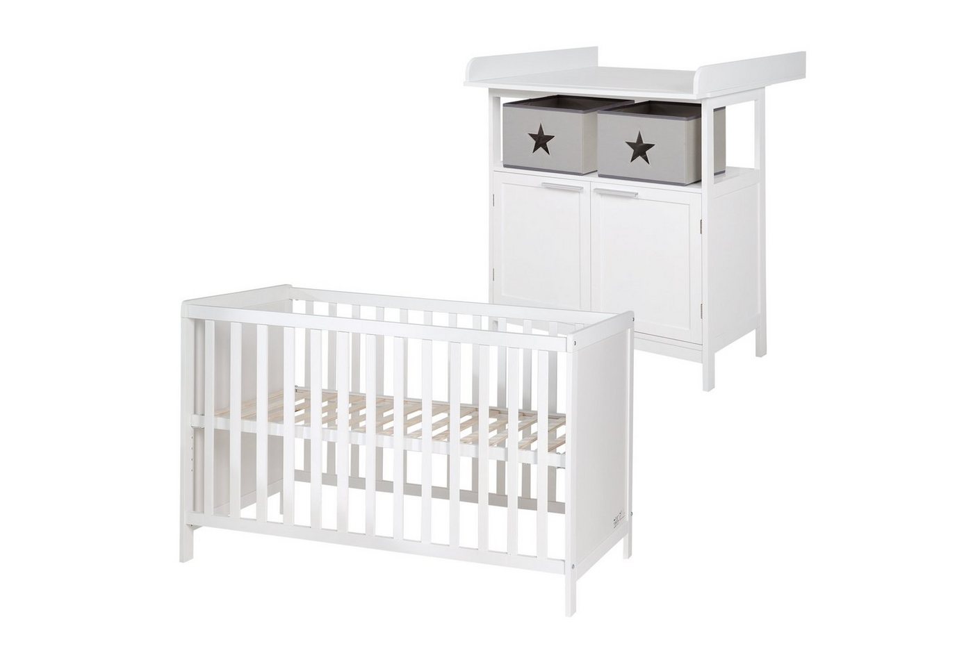 roba® Babymöbel-Set Hamburg, (2-St), Beistellbett & schmale Wickelkommode von roba®