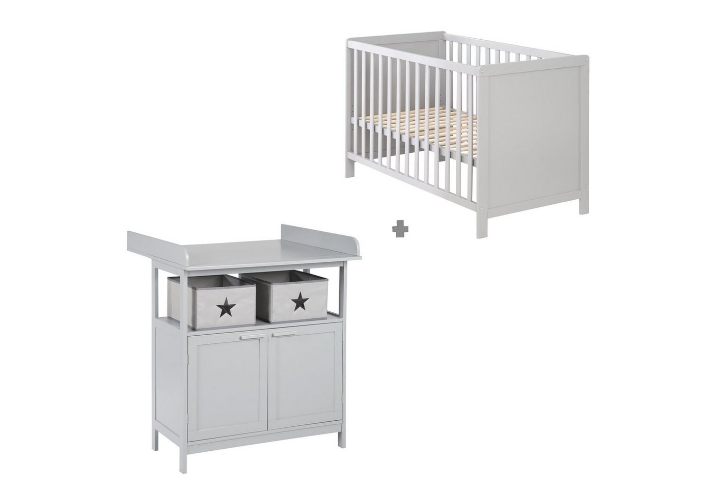 roba® Babymöbel-Set Hamburg, (2-St), Beistellbett & schmale Wickelkommode von roba®