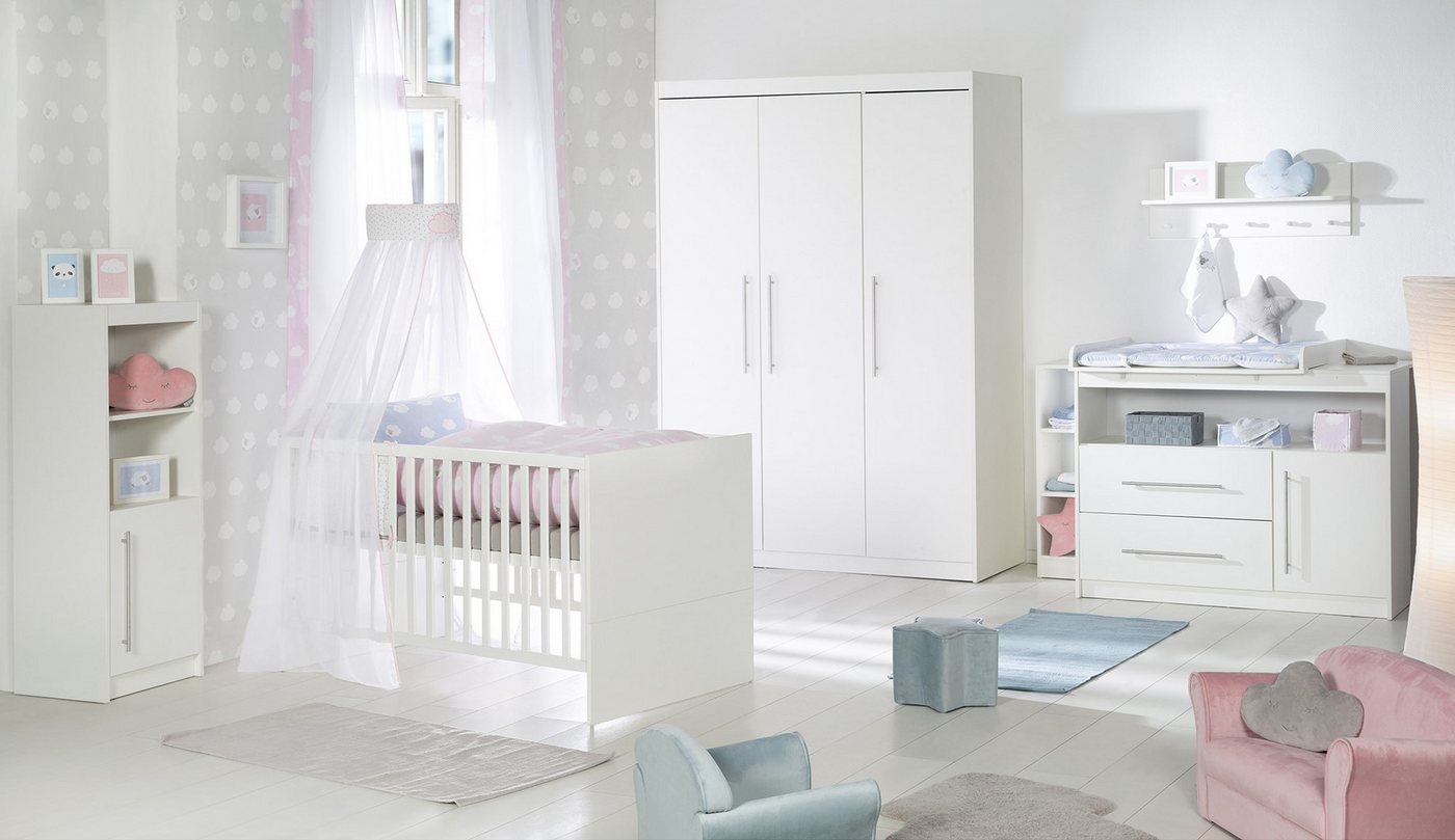 roba® Babyzimmer-Komplettset Maren, Gitterbett, Wickelkommode & 3-türiger Schrank, umbaubar von roba®