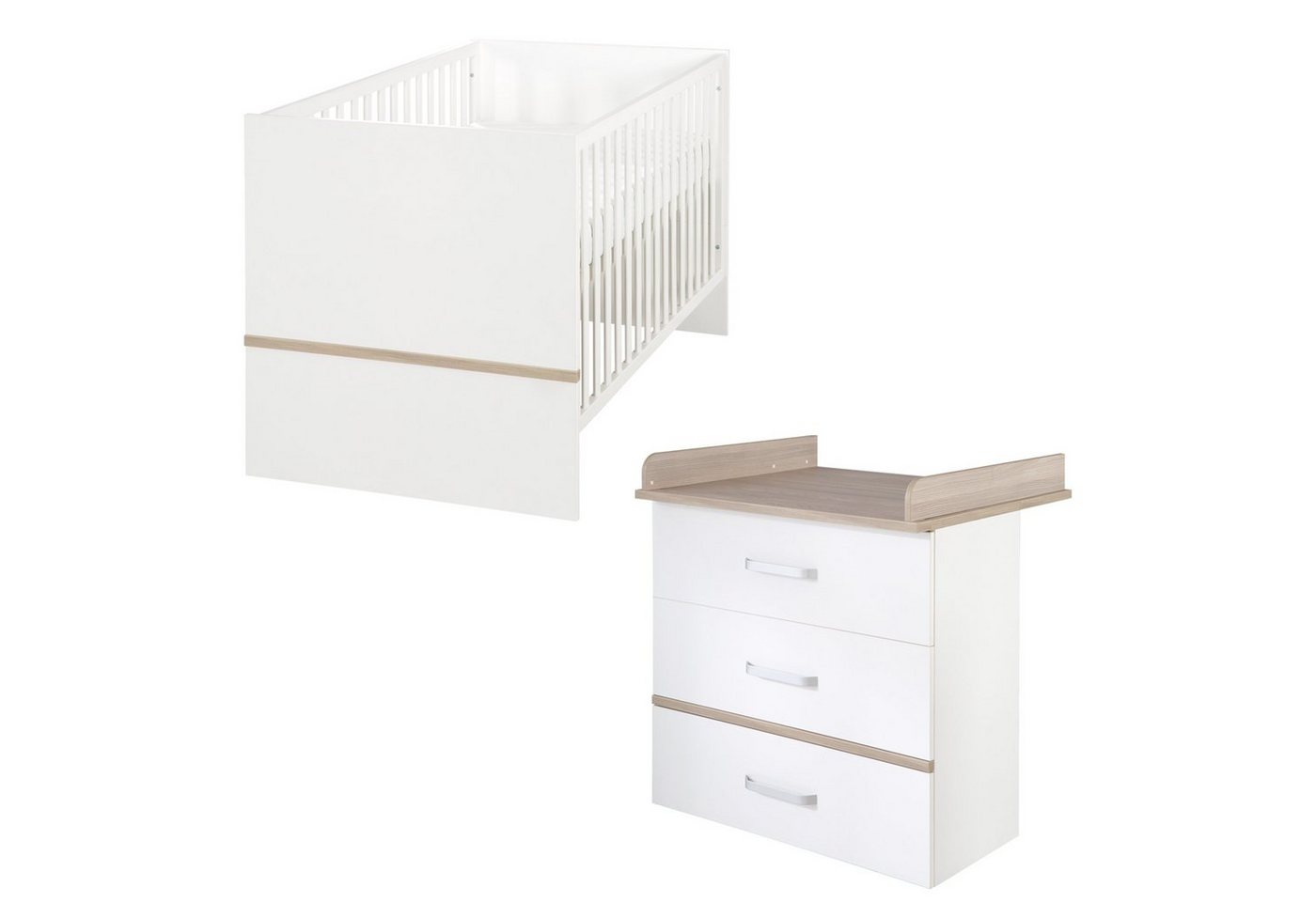 roba® Babyzimmer-Komplettset Maurice, Gitterbett, umbaubar, höhenverstellbar & Wickelkommode von roba®