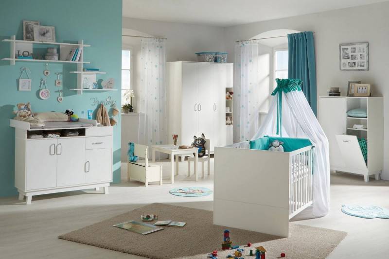 roba® Babyzimmer-Komplettset Nordic, weiß, (Set, 3-St., Kinderbett, Wickelkommode, Kleiderschrank), Kinderbett, Wickelkommode und 3-trg. Kleiderschrank, Made in Europe von roba®