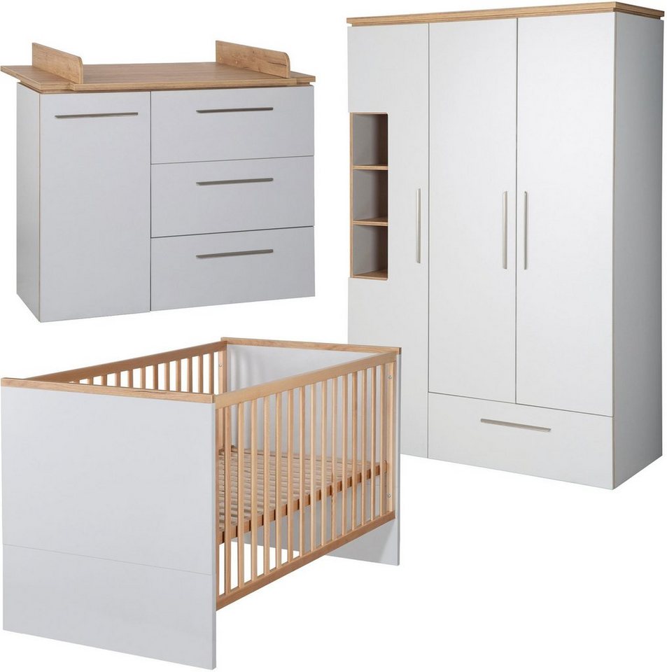 roba® Babyzimmer-Komplettset Tobi, (Set, 3-St., Kinderbett, Schrank, Wickelkommode), mit Kinderbett, Schrank und Wickelkommode von roba®