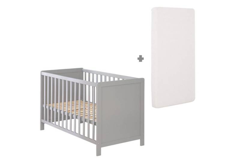 roba® Beistellbett Gitterbett, Babybett 60 x 120 cm mit Matratze, 6-fach höhenverstellbar, taupe von roba®