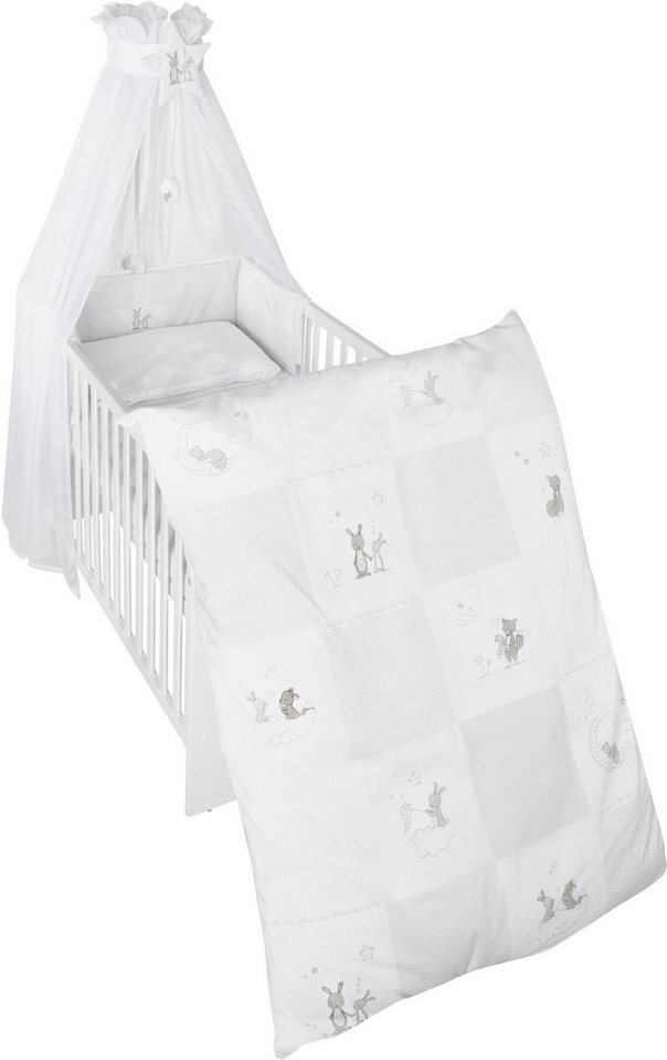 roba® Himmelbettgarnitur Fox & Bunny, 4-tlg., mit Bettwäsche, Nestchen und Himmel von roba®