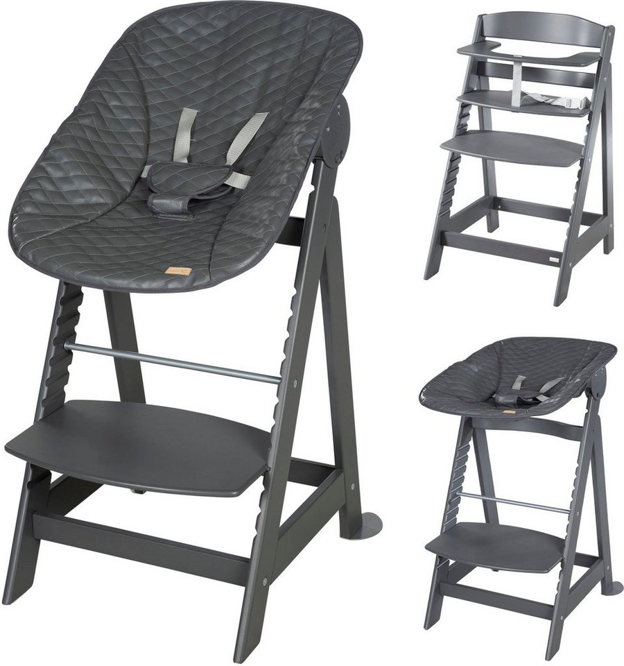 roba® Hochstuhl Born Up, anthrazit, mit Neugeborenen-Aufsatz, graphite gesteppt (Set) von roba®