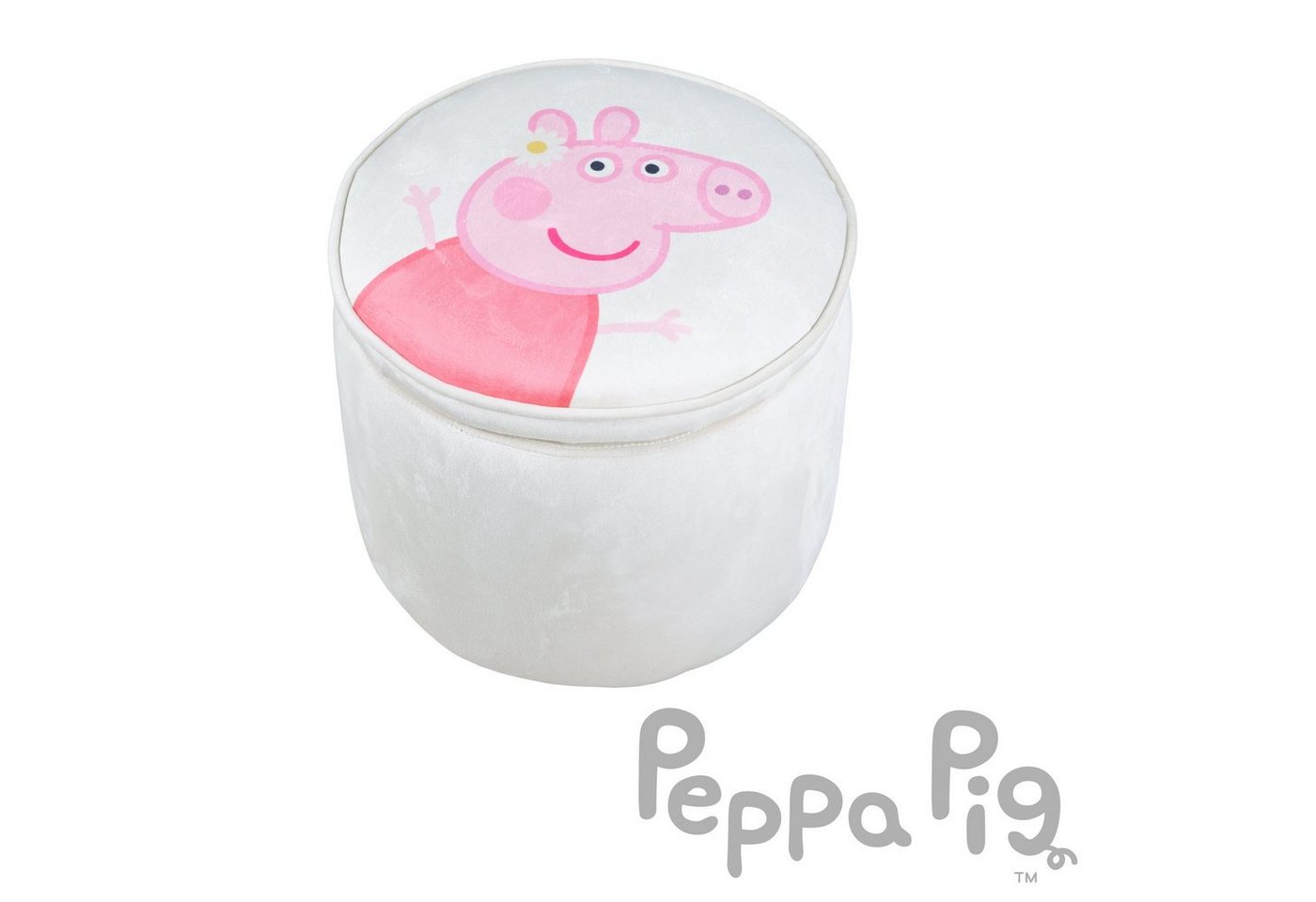 roba® Kinderhocker Peppa Pig, bequemer Hocker mit Samtbezug in Beige von roba®