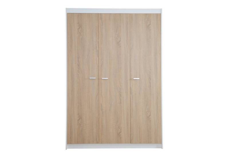 roba® Kleiderschrank Gabriella 3-türig - Holz - Weiß mit Dekor Sonoma Eiche - 190 cm hoch - 6 Böden - 1 Kleiderstange - Türen mit Soft-Close von roba®