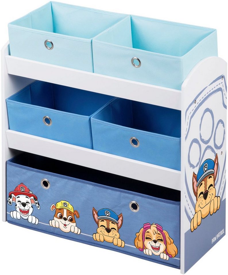 roba® Kinderregal PAW Patrol, weiß, inklusive 5 Stoffboxen in 2 Größen von roba®