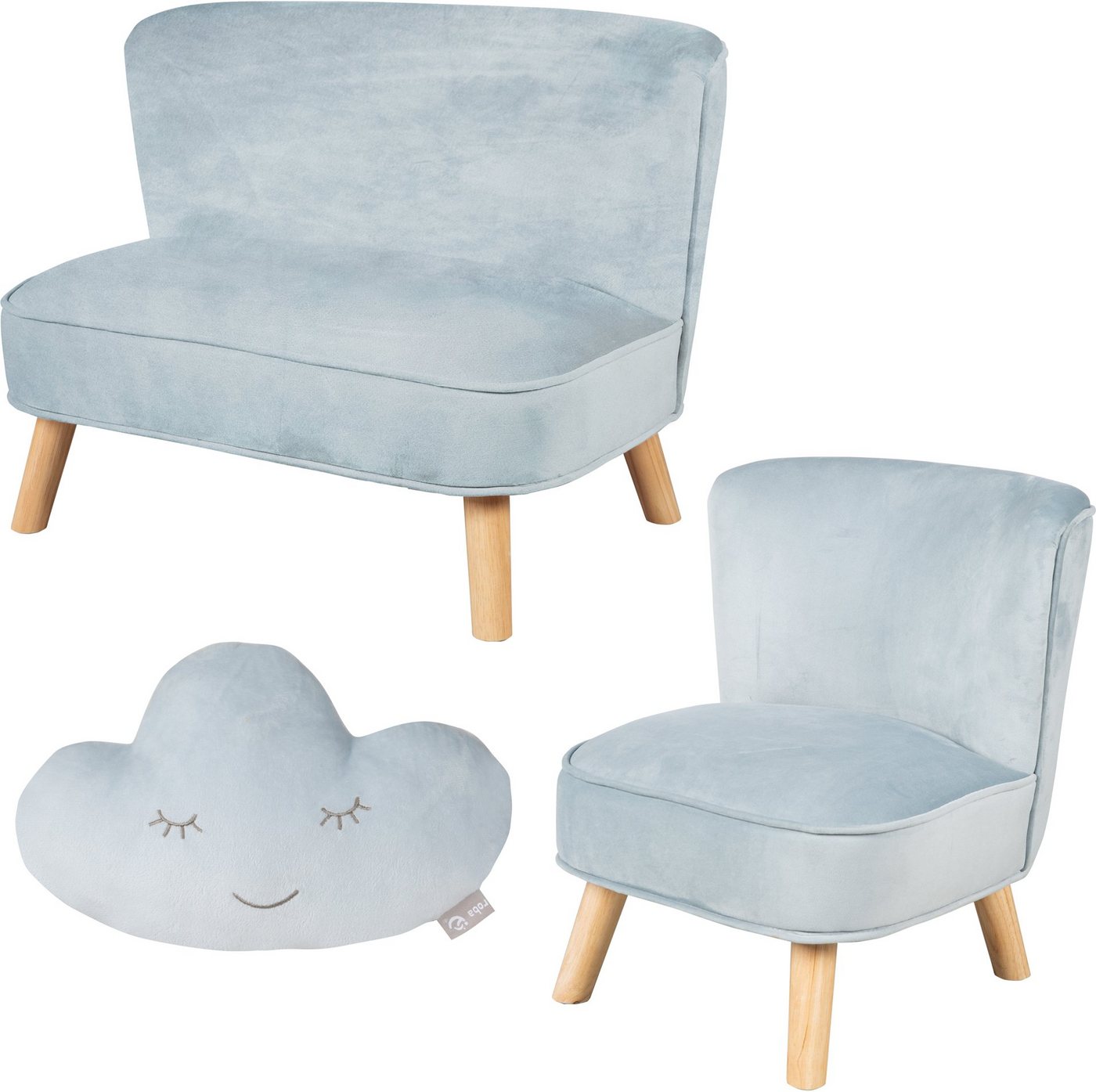 roba® Kindersitzgruppe Lil Sofa, (Set, 3-tlg), bestehend aus Kindersofa, Kindersessel und Dekokissen in Wolkenform von roba®