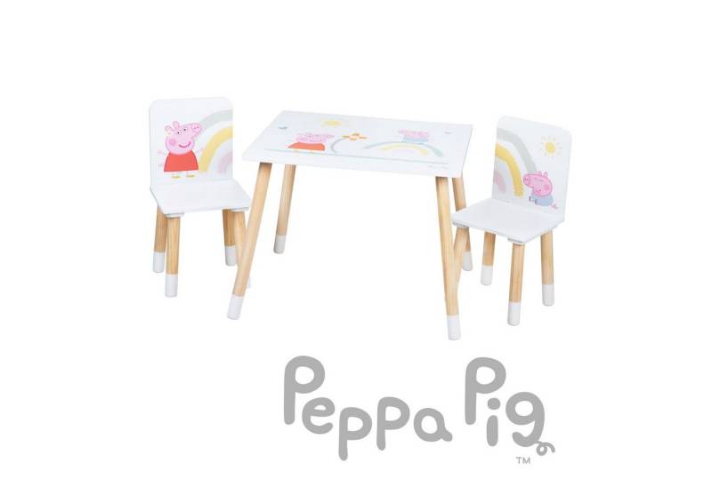 roba® Kindersitzgruppe Peppa Pig - 2 Kinderstühle & 1 Tisch, Sitzgarnitur / Sitzmöbel mit Peppa Wutz von roba®