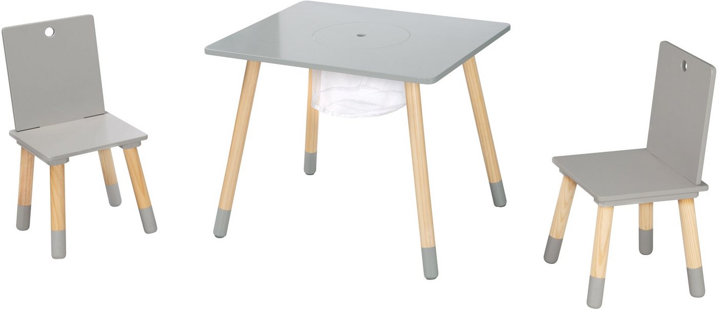 roba® Kindersitzgruppe Sitzgruppe mit Aufbewahrungsnetz, grau, aus Holz von roba®
