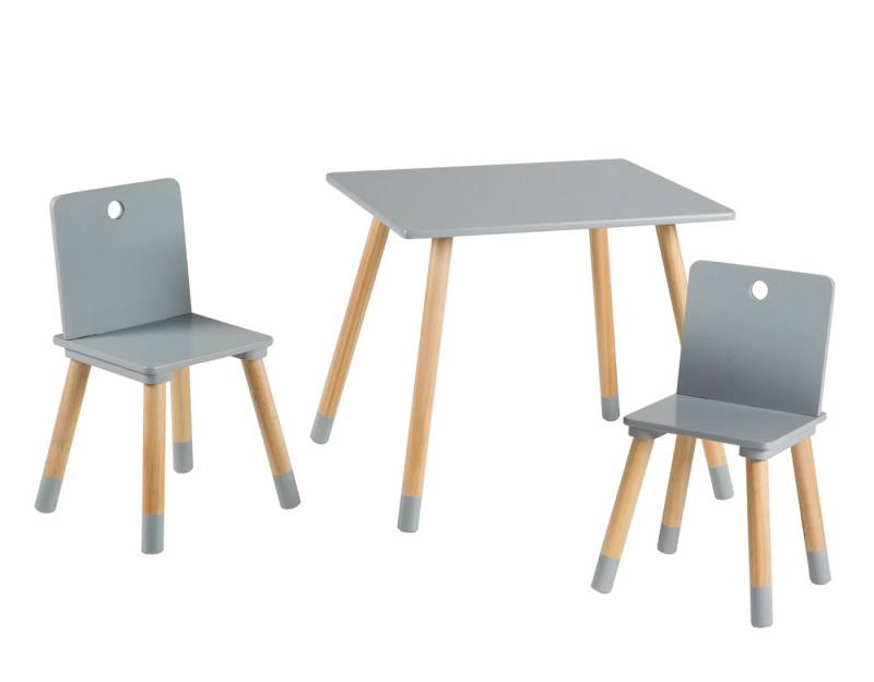 roba® Kindersitzgruppe roba Kindersitzgruppe Tisch mit 2 Stühlen Kindermöbel grau 3-tlg. von roba®