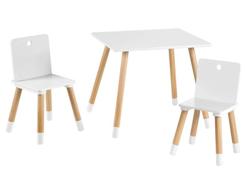 roba® Kindersitzgruppe roba Kindersitzgruppe Tisch mit 2 Stühlen Kindermöbel weiß/natur 3-tlg von roba®