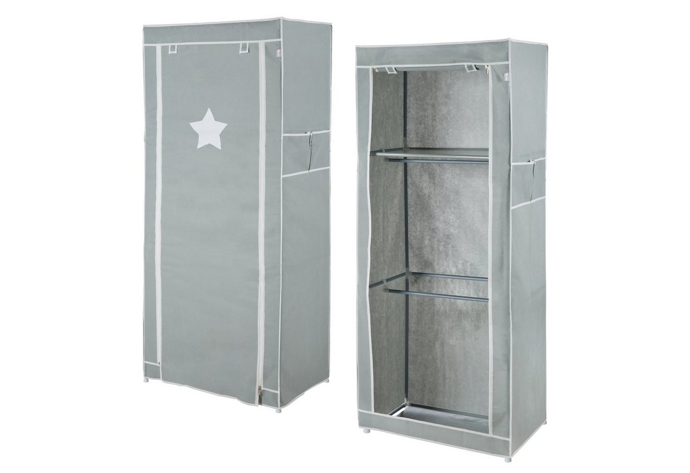 roba® Kleiderschrank Textilschrank Little Stars, in grau platzsparender Textil-Kleiderschrank, mit Stern von roba®