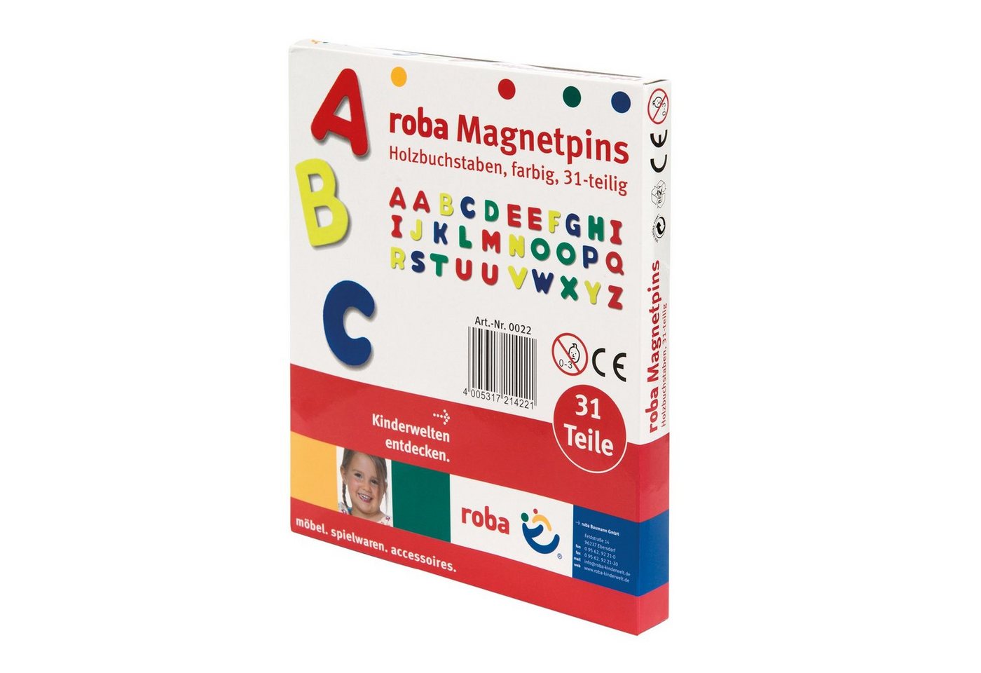 roba® Magnettafel Magnetpins aus Holz, Lern-Spielzeug für Kinder von roba®