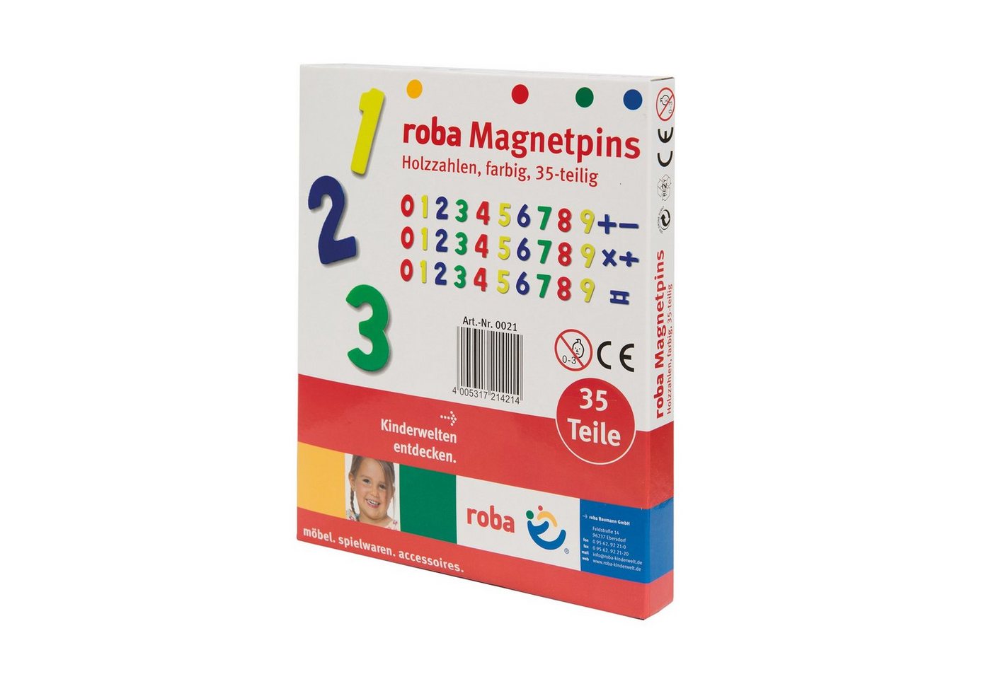 roba® Magnettafel Magnetpins aus Holz, Lern-Spielzeug für Kinder von roba®