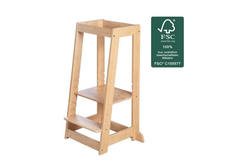 roba® Stehhilfe Lernturm nach Montessori - Sicherer Tritthocker für Kinder -, Küchenhelfer - Bis 80 kg belastbar - FSC zertifiziertem Bambus Holz von roba®