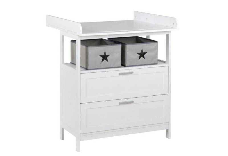 roba® Wickelkommode Hamburg, mit Ansatz, 2 Schubladen & Boxen, Wandbefestigung, Wickelhöhe 92 cm von roba®