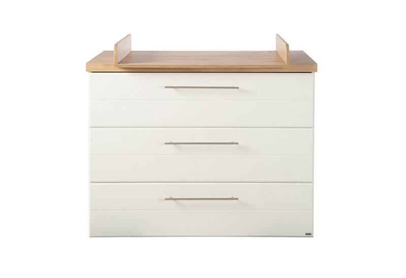 roba® Wickelkommode Nele, Wickeltisch inkl. Wickelaufsatz - 3 Schubladen - Weiß / Holz Dekor von roba®