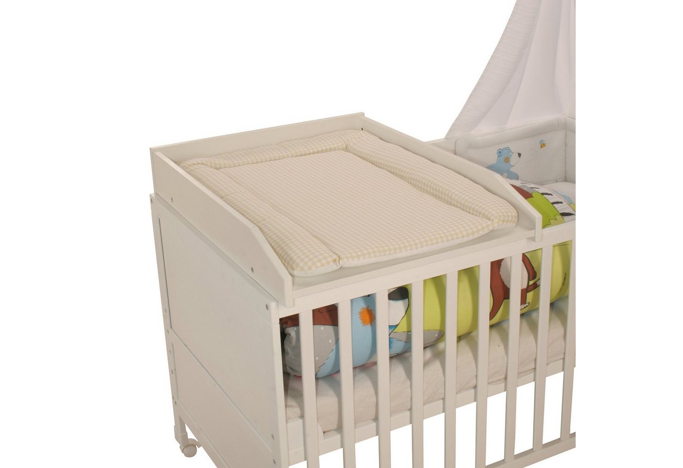 roba® Wickelplatte inkl. Wickelauflage Vichy beige", zum Aufsetzen Baby- & Kinderbetten, weiß" von roba®