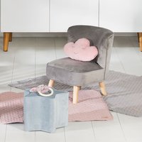 roba Kindersessel „Lil Sofa“, bequemer Sessel mit stabilen Holzfüßen und grauem Samtstoff von roba