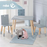 roba Kindersitzgruppe, Kindermöbel Set, 2 Kinderstühle & 1 Tisch, Sitzgarnitur Holz, grau lackiert von roba