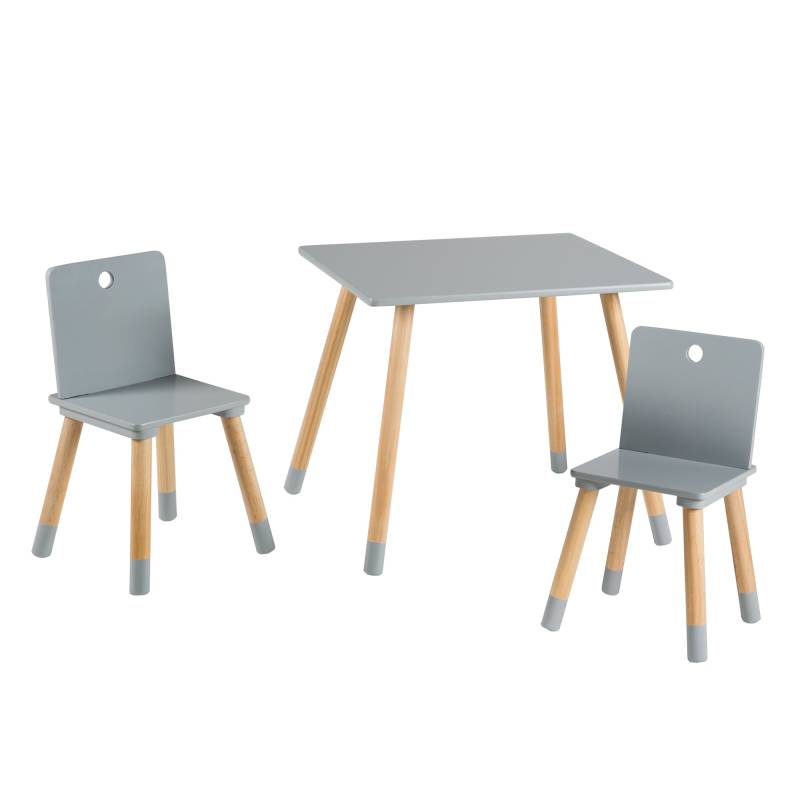 roba Kindersitzgruppe, Kindermöbel Set, 2 Kinderstühle & 1 Tisch, Sitzgarnitur Holz, grau lackiert von roba