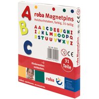 roba Magnet Buchstaben, ABC Set 31tlg, Magnetpins aus Holz, Schul-Spielzeug für Kinder von roba