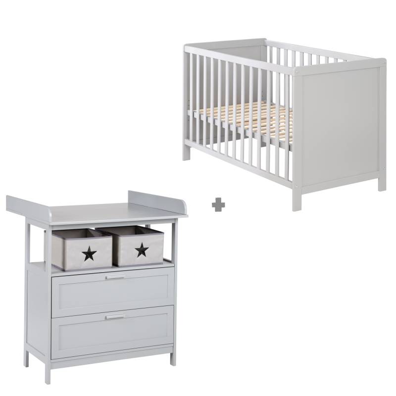 roba Möbelset 'Hamburg' - Baby- & Beistellbett 60x120 + Wickelkommode - Taupe von roba