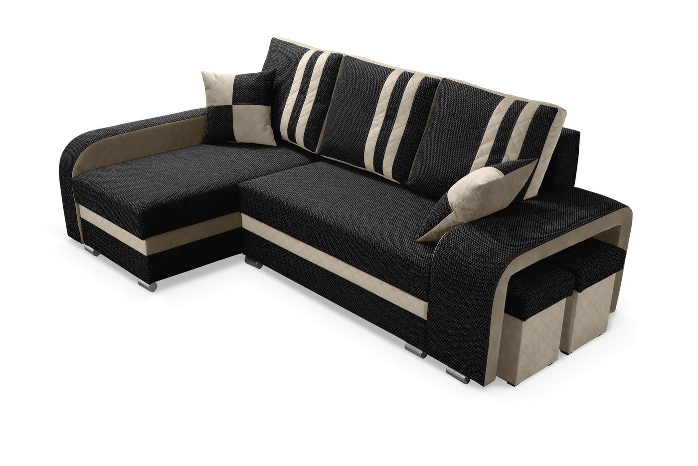 robin Ecksofa Ecksofa York Schlafcouch mit Kleine Kissen Hocker Eckcouch von robin