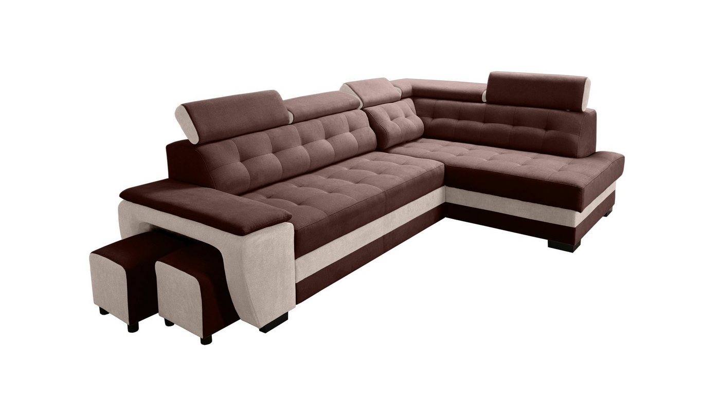 robin Ecksofa Grand Ecksofa mit Bettfunktion Kopfstützen Schlafsofa mit Bettkasten von robin