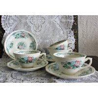 Satz Von 4 Apfelblüten Ridgeways England Teetassen Und Untertassen von robinseggbleunest